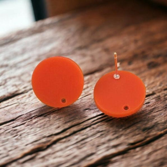 Matte Orange Acrylic Circle Stud Earring Findings (16mm), 10 Pieces, Acrylic Stud #3