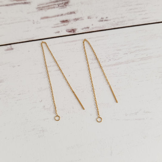 Gold Threader Stainless Steel Chain With Connector Loops (Ear Threads), 10 Pieces