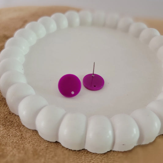 Satin Grape Acrylic Circle Stud Earring (14mm), 10 Pieces, Acrylic Stud #22