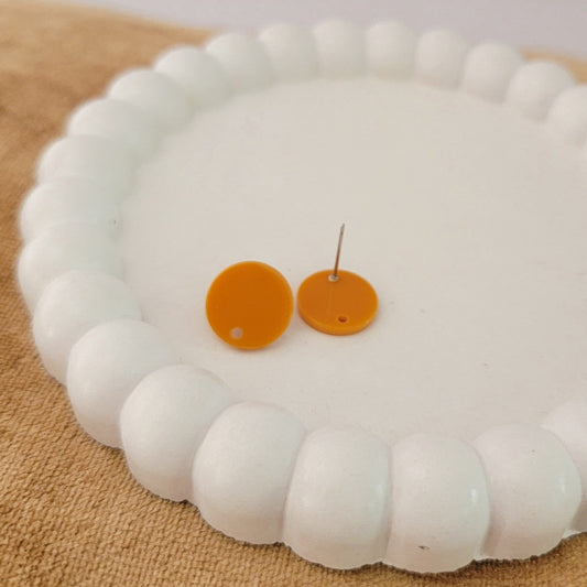 Satin Pumpkin Acrylic Circle Stud Earring (14mm), 10 Pieces, Acrylic Stud #24