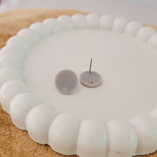Satin Gray Acrylic Circle Stud Earring (14mm), 10 Pieces, Acrylic Stud #29
