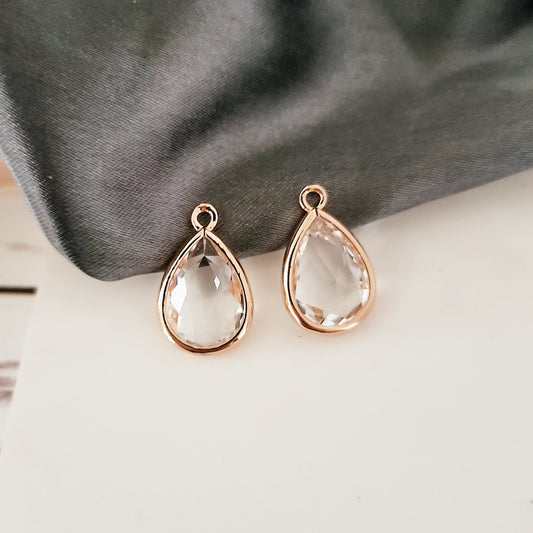 Gold Teardrop Crystal Charms, 10 Pieces