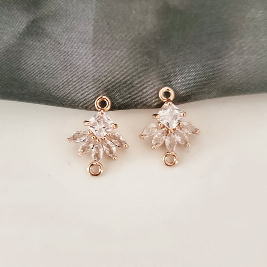 Gold Vintage Deco Cubic Zirconia 2-Hole Connectors, 10 Pieces