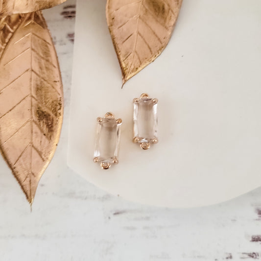 Crystal Gold Rectangle Connector, 10 Pieces