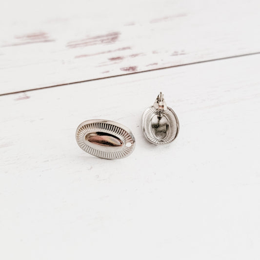 Silver Regency Oval Stud Connectors, 10 Pieces