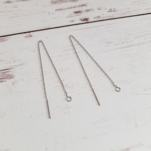 Silver Threader Stainless Steel Chain With Connector Loops (Ear Threads), 10 Pieces
