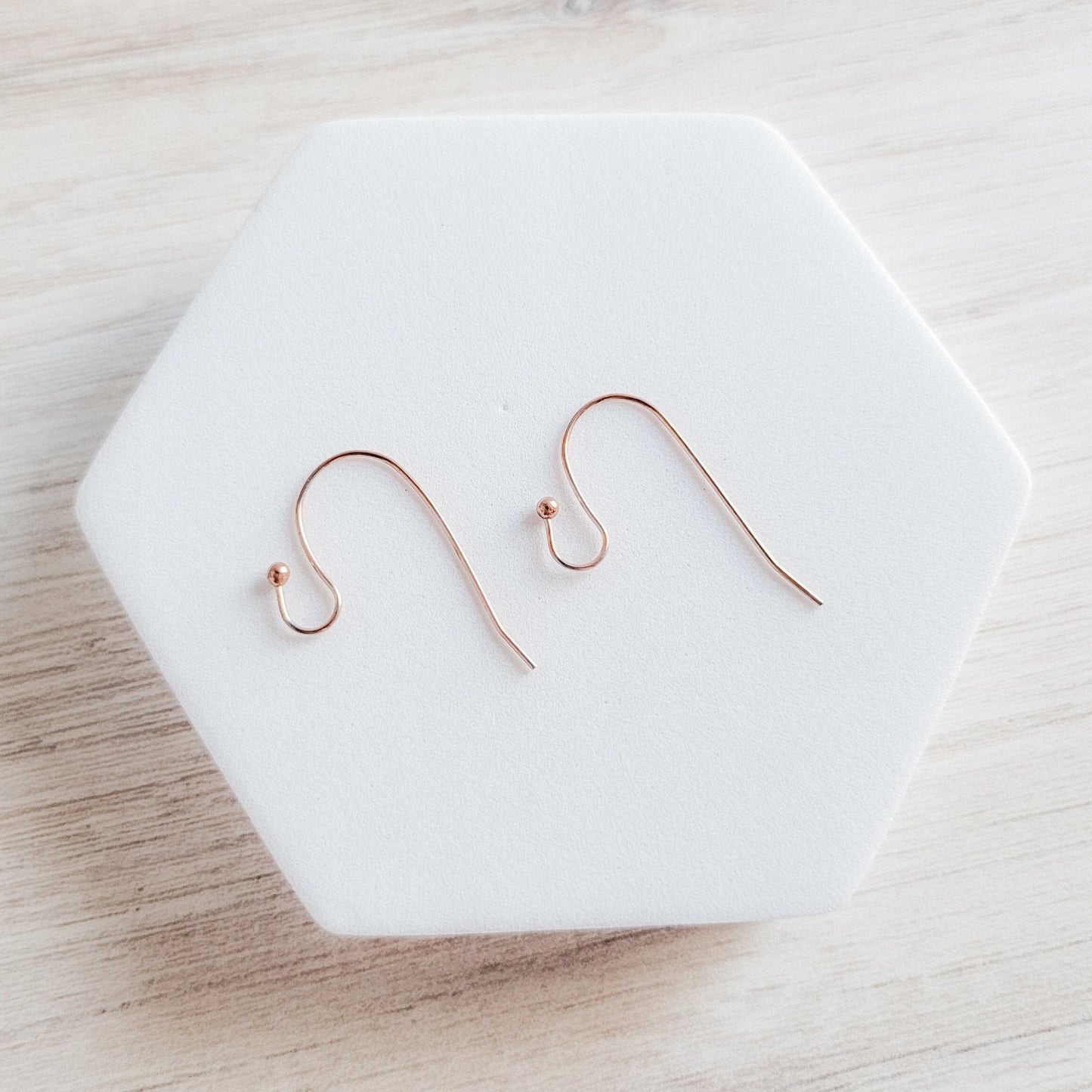 Ball Style Large Loop Soft Rose Gold Ear Wires Stainless Steel, 20 Pieces