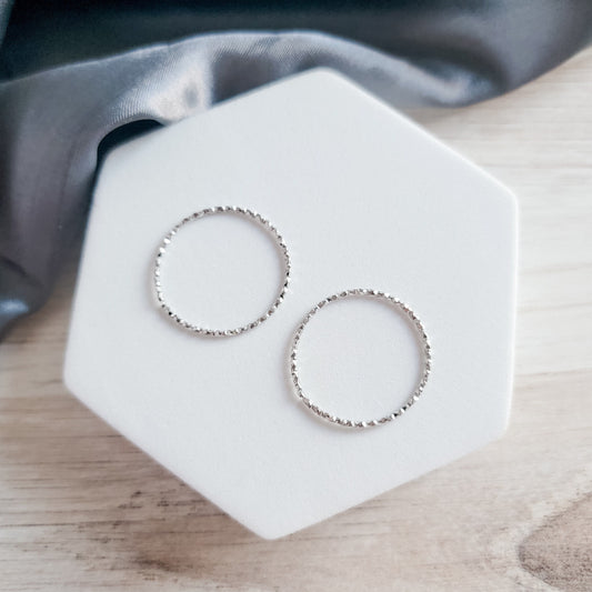 25mm Silver Hammered Stainless Steel Circle Linking Rings (Sparkle Effect), 10 Pieces