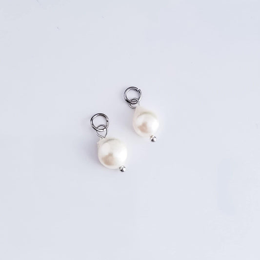 Silver Petite Real Freshwater Pearl Charm, 10 Pieces