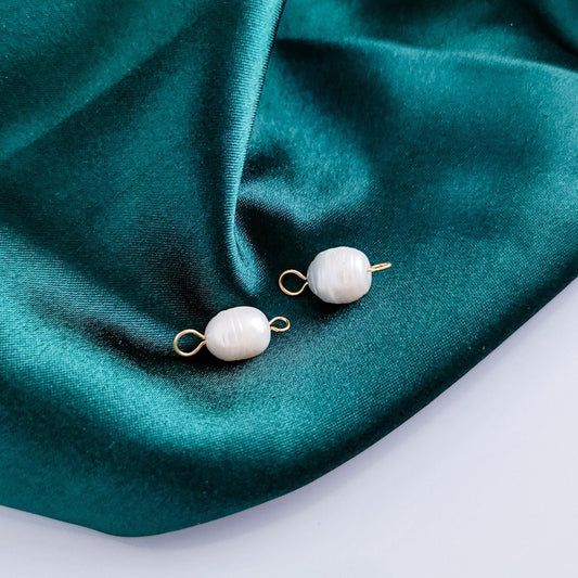 Gold Medium Real Freshwater Pearl Connector, 10 Pieces