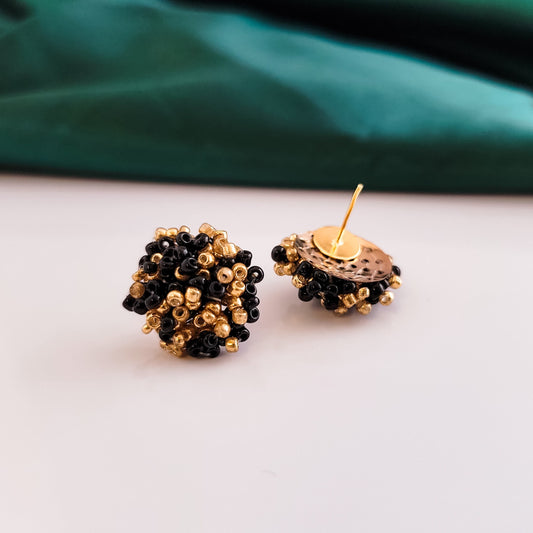 Black and Gold Mix 15mm Small Seed Bead Topper, 1 Pair