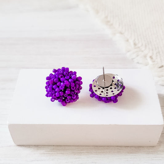 Royal Purple 15mm Small Seed Bead Topper, 1 Pair