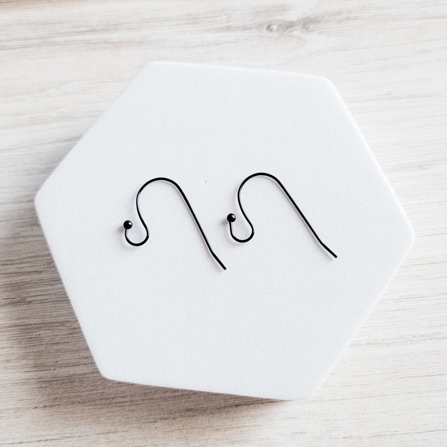 Ball Style Large Loop Black Ear Wires Stainless Steel, 20 Pieces