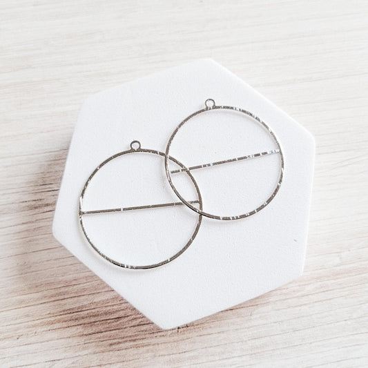 Silver Split Circle 1-Hole Brushed Brass Pendant, 10 Pieces