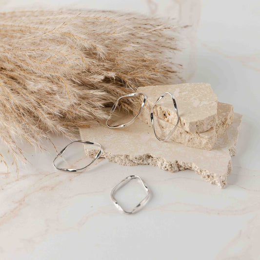 Small Silver Oval Twisted Linking Rings, 10 Pieces