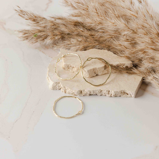 35mm Hammered Gold Circle Brass Charm with Hole, 10 Pieces