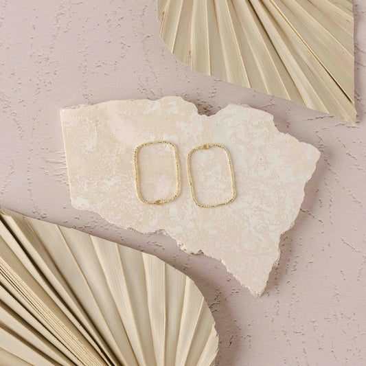 20mm Hammered Gold Rectangle Brass Charm with Hole, 10 Pieces