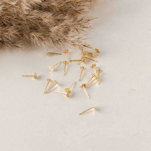 Bulk 3mm Gold Stainless Steel Regular Flat Pad Earring Posts, 100 Pieces