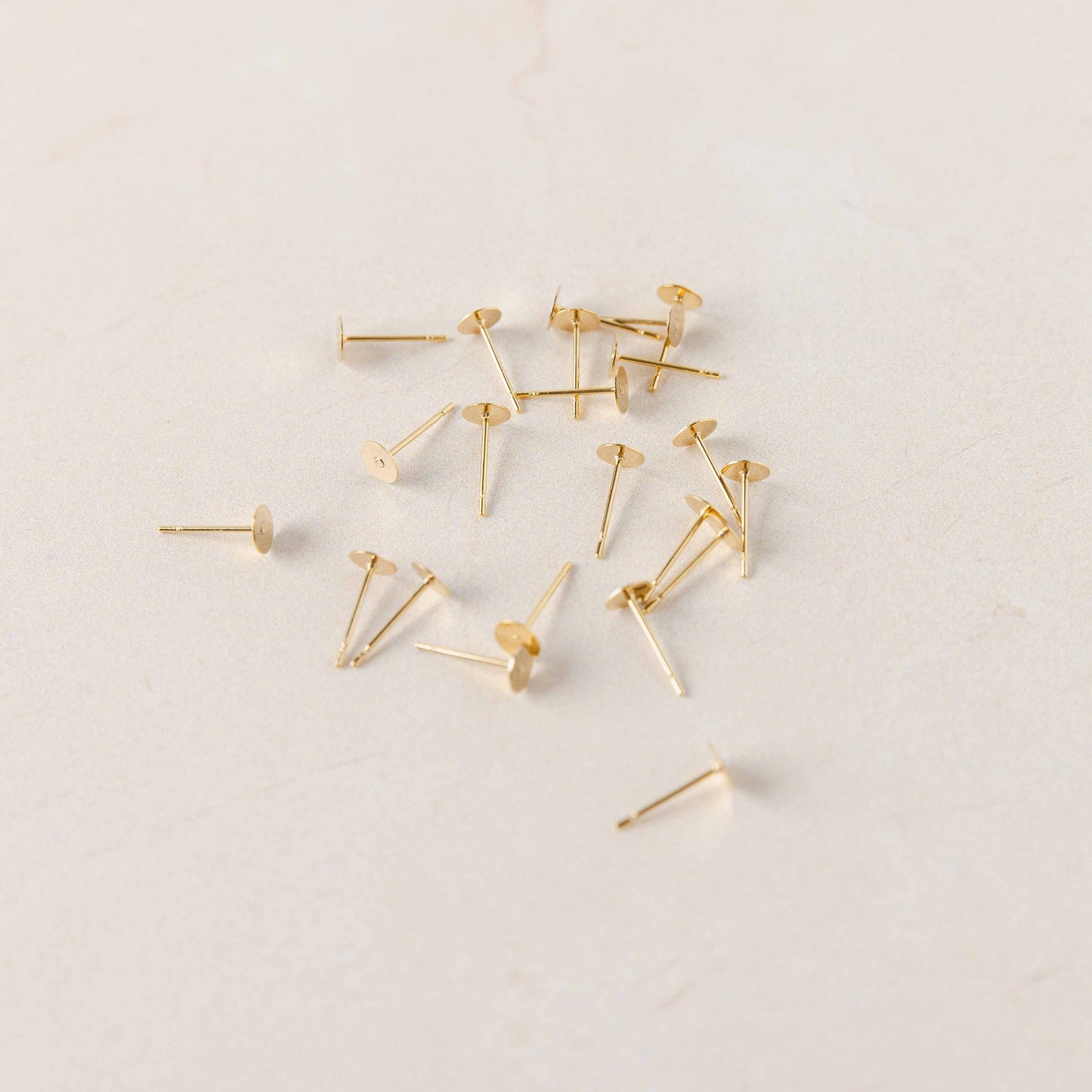 Bulk 5mm Gold Stainless Steel Regular Flat Pad Earring Posts, 100 Pieces