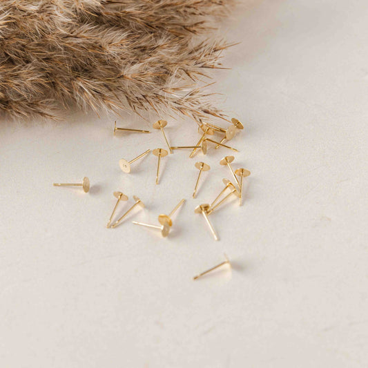 Bulk 5mm Gold Stainless Steel Regular Flat Pad Earring Posts, 100 Pieces