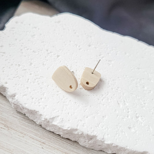 Natural Wooden Tall Trapezoid Studs, 10 Pieces, Wood #40