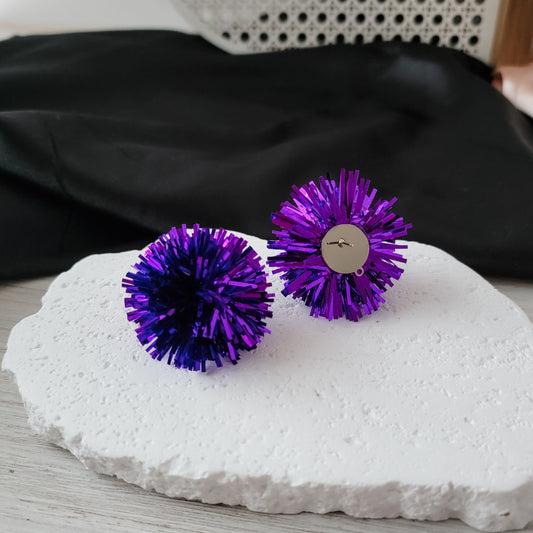Royal Purple Tinsel 30mm Large Stud Topper, 1 Pair