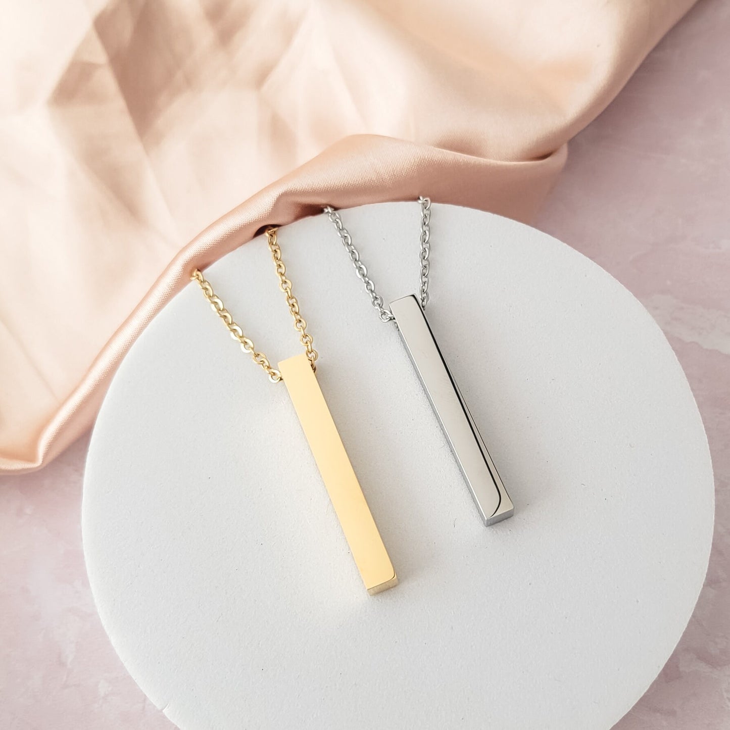 Vertical Bar Necklace (Silver, 14k Gold, Rose Gold, or Black), 1 Total, Metal Blank #5