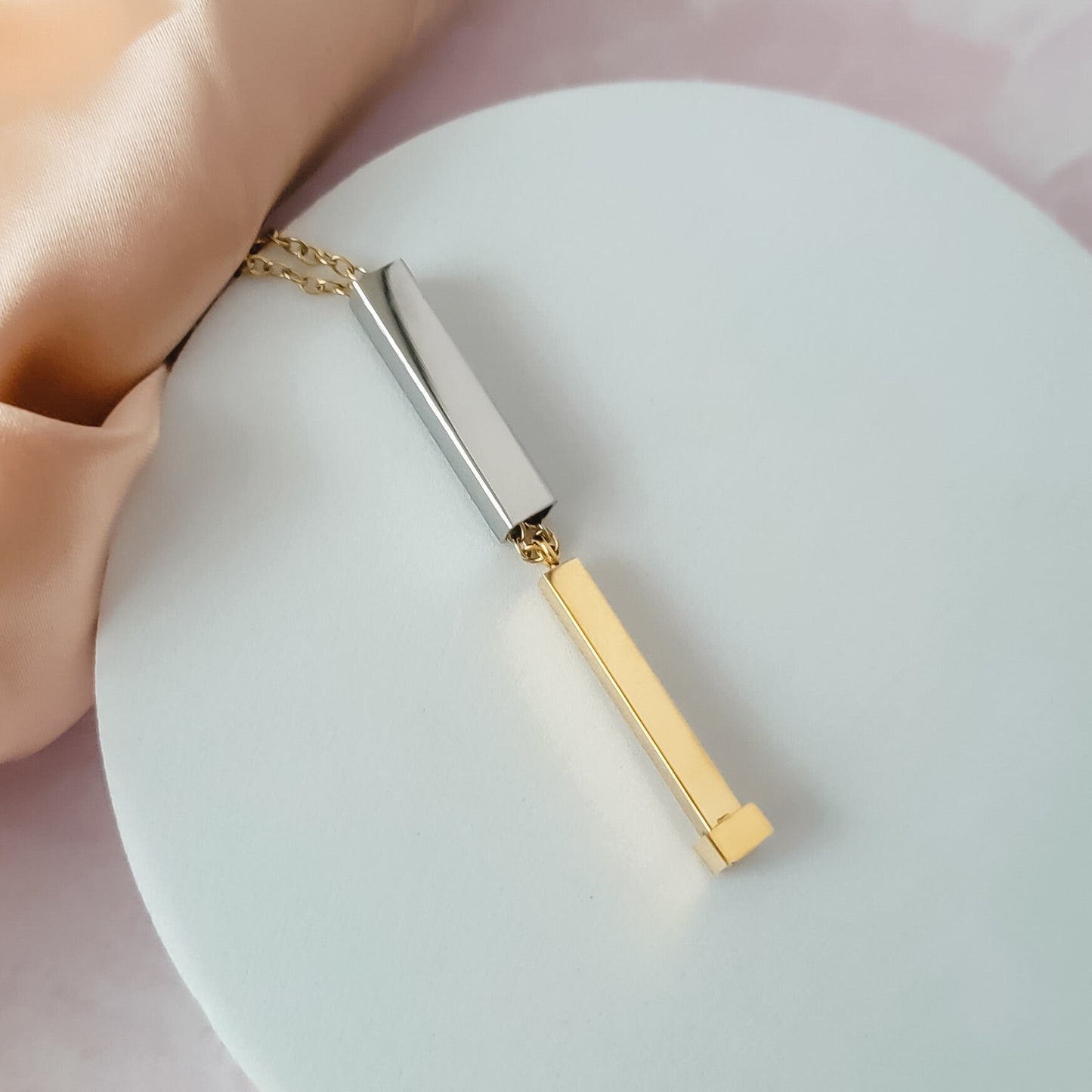 Hidden Message Bar Necklace (Gold/Silver, Silver/Silver, Rose Gold/Silver, or Black/Silver), 1 Total, Metal Blank #4