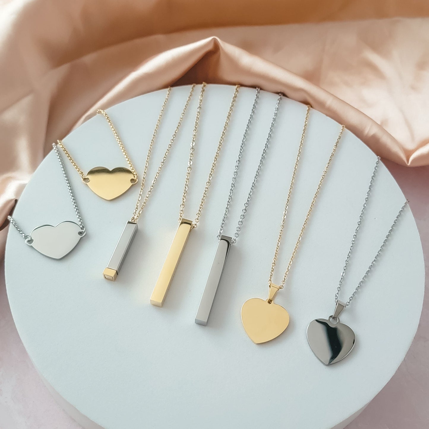 Centered Heart Necklace (Silver or 14k Gold), 1 Total, Metal Blank #2