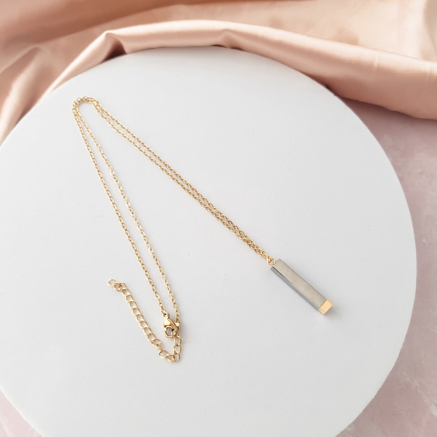 Hidden Message Bar Necklace (Gold/Silver, Silver/Silver, Rose Gold/Silver, or Black/Silver), 1 Total, Metal Blank #4