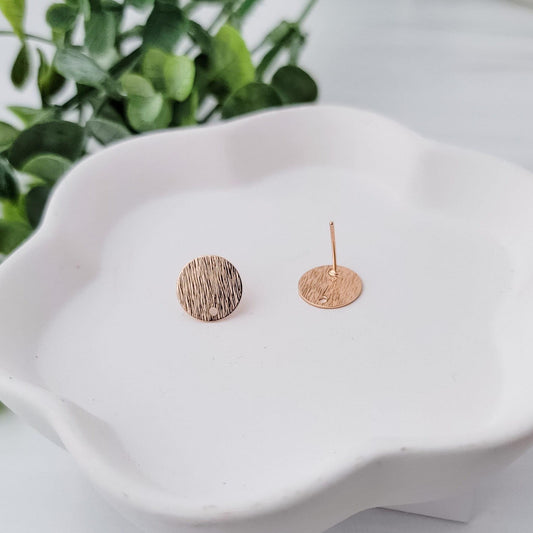 Gold Brushed 12mm Stud Earring Findings, 10 Pieces