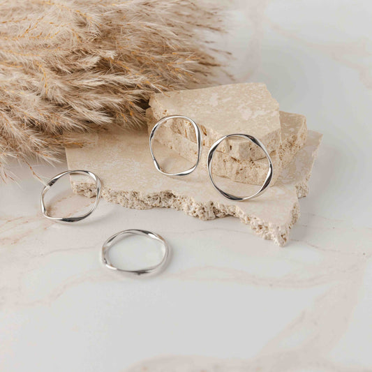 40mm Silver Circle Alloy Twisted Linking Rings, 10 Pieces