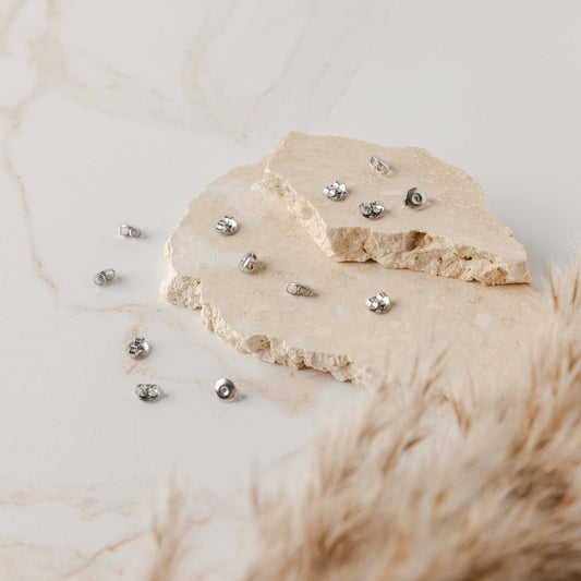 Bulk Silver Butterfly Style Stainless Steel Earring Backs, 100 Pieces