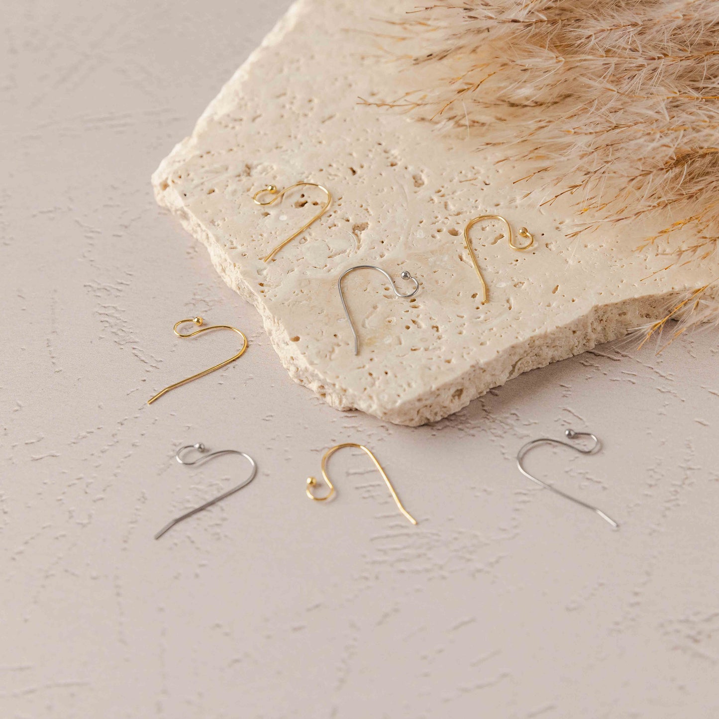 Ball Style Large Loop Silver Ear Wires Stainless Steel, 20 Pieces