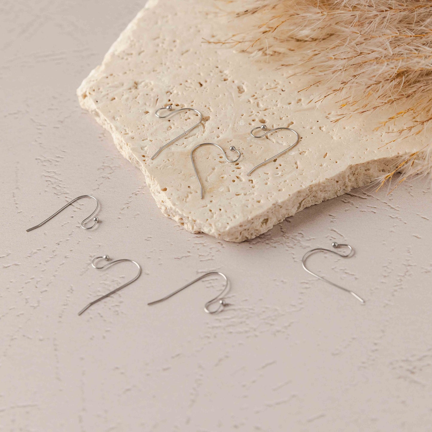 Ball Style Large Loop Silver Ear Wires Stainless Steel, 20 Pieces