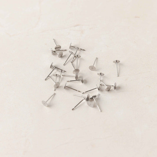 Bulk 3mm Silver Stainless Steel Regular Flat Pad Earring Posts, 100 Pieces
