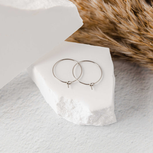 Silver 15mm Round Wine Hoop Stainless Steel Ear Wires, 10 Pieces