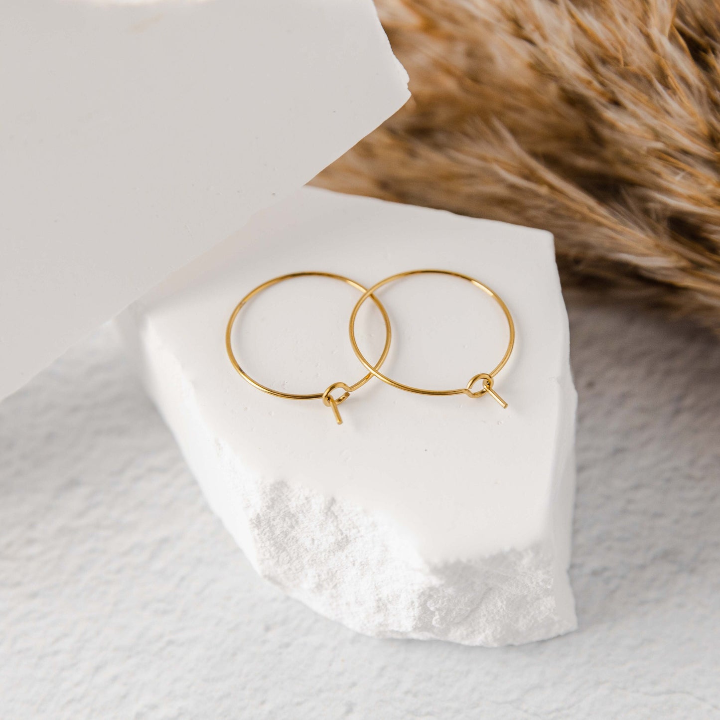 Gold 45mm Round Wine Hoop Stainless Steel Ear Wires, 10 Pieces