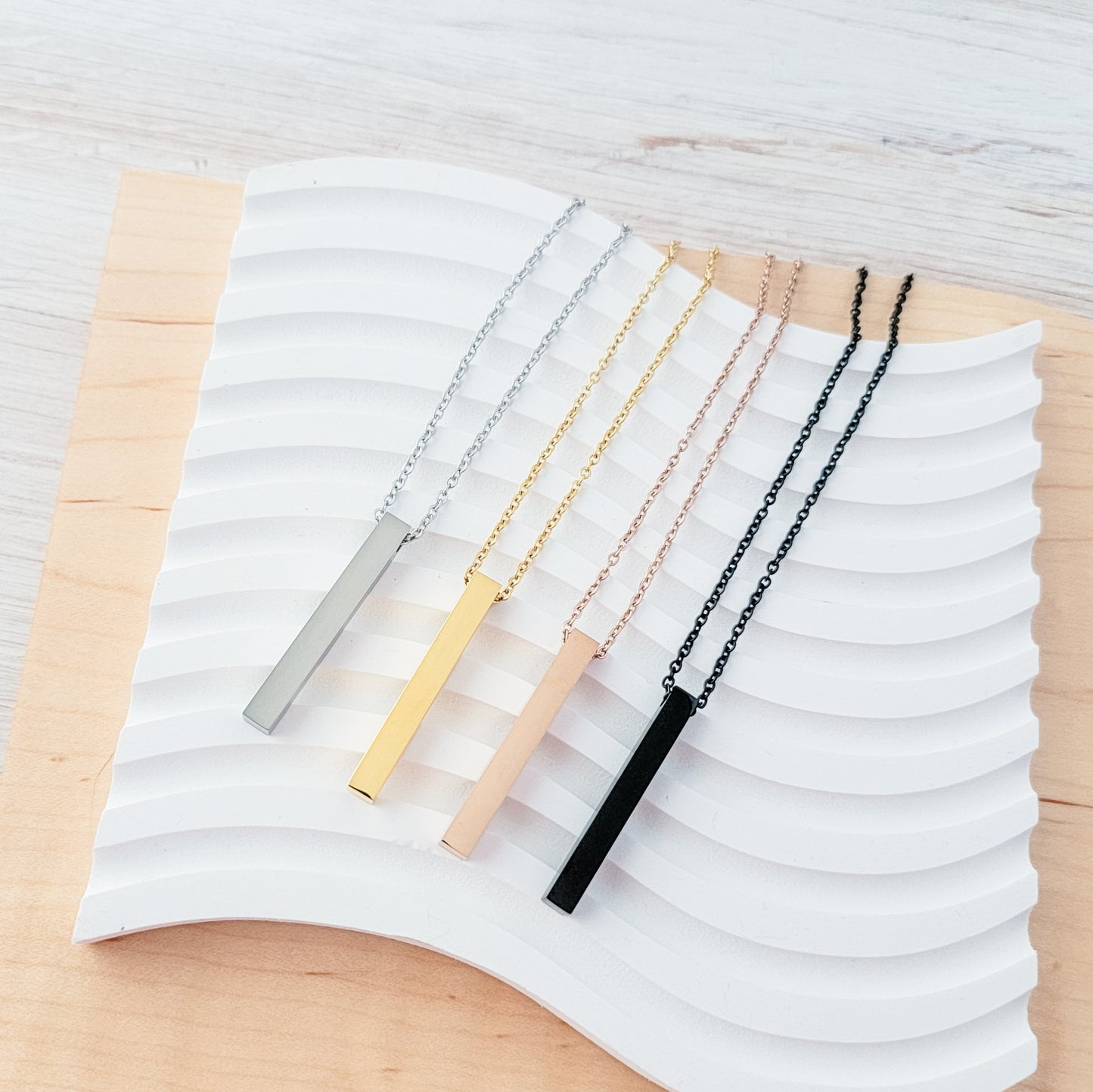 Vertical Bar Necklace (Silver, 14k Gold, Rose Gold, or Black), 1 Total, Metal Blank #5