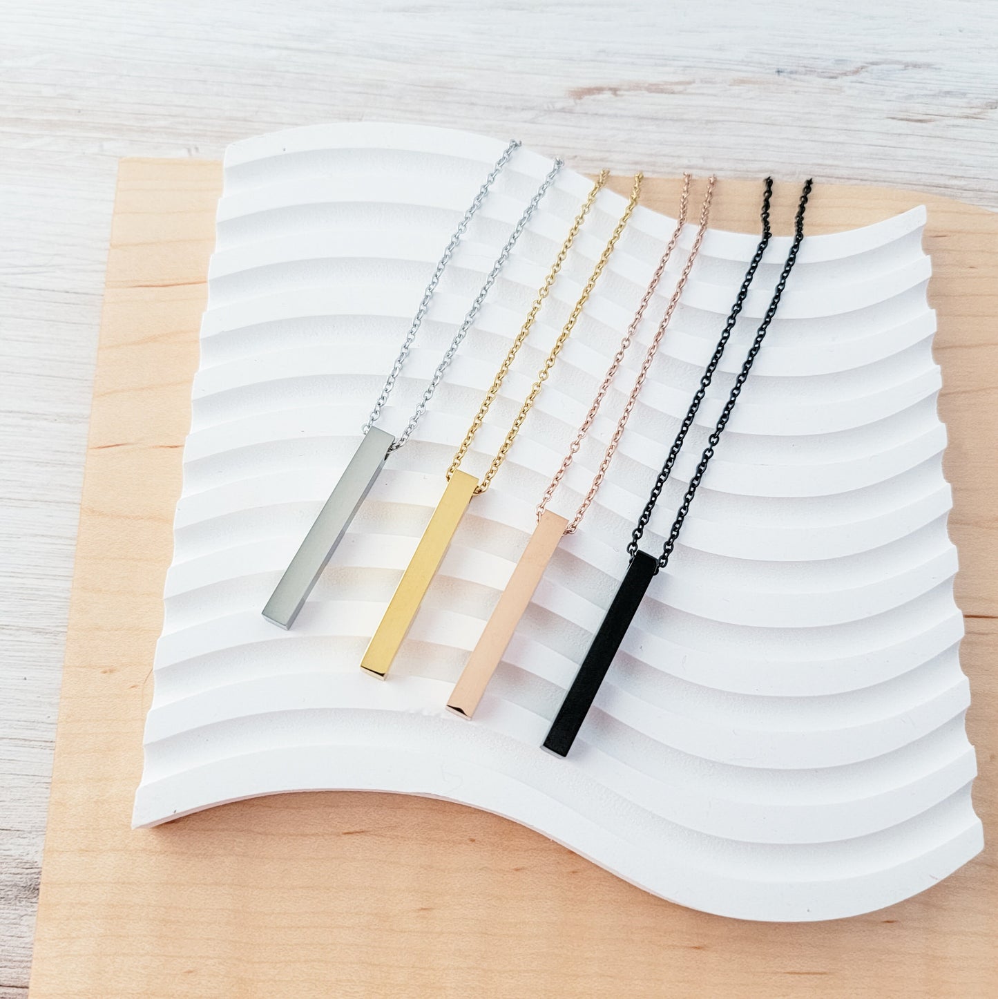 Vertical Bar Necklace (Silver, 14k Gold, Rose Gold, or Black), 1 Total, Metal Blank #5