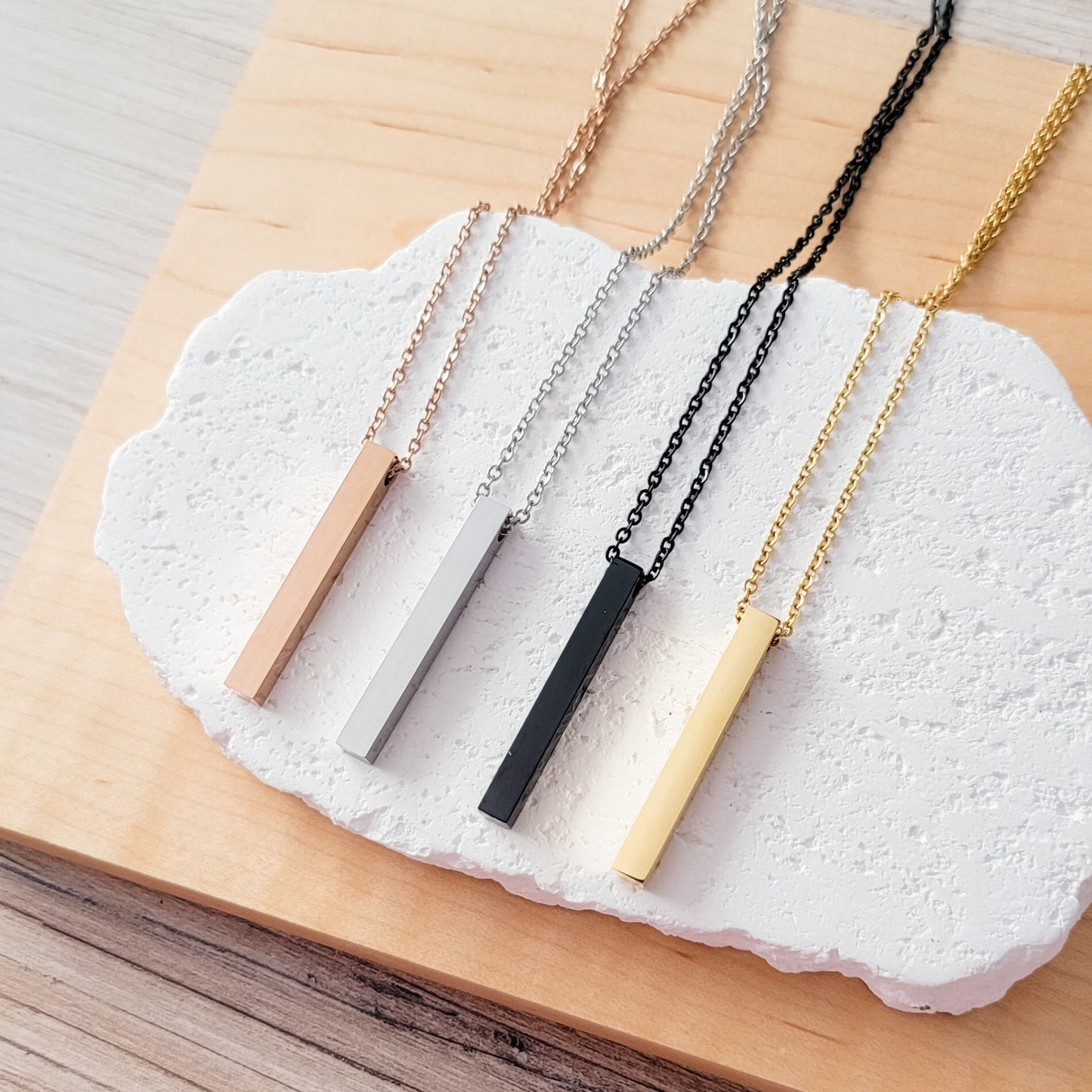 Vertical Bar Necklace (Silver, 14k Gold, Rose Gold, or Black), 1 Total, Metal Blank #5