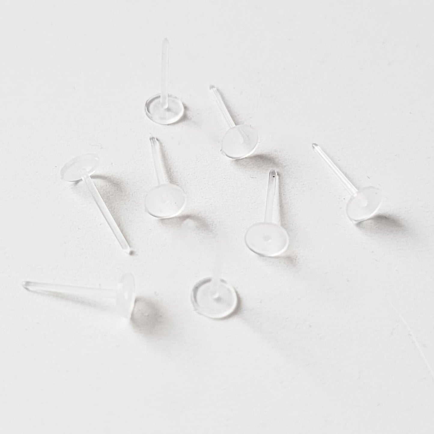 5mm Clear Plastic Flat Pad Earring Posts, 100 Pieces, Plastic #6