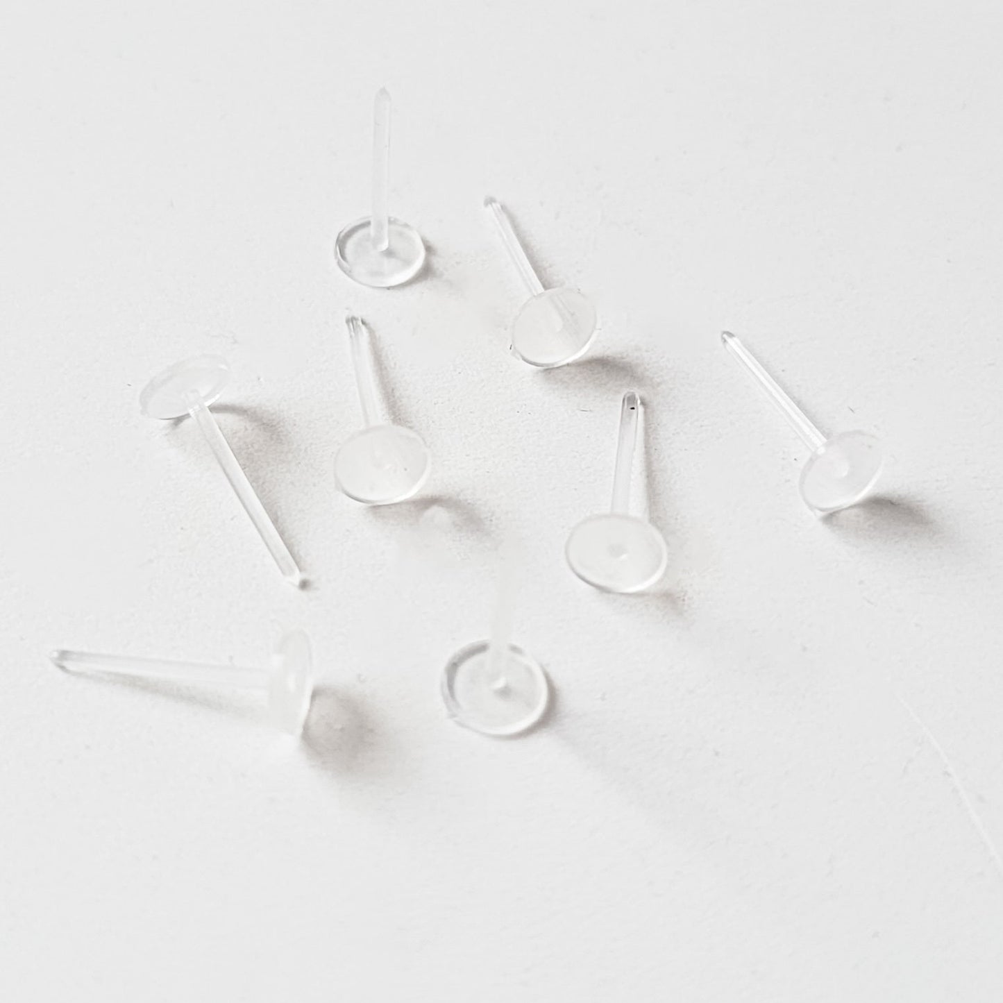 3mm Clear Plastic Flat Pad Earring Posts, 100 Pieces, Plastic #5