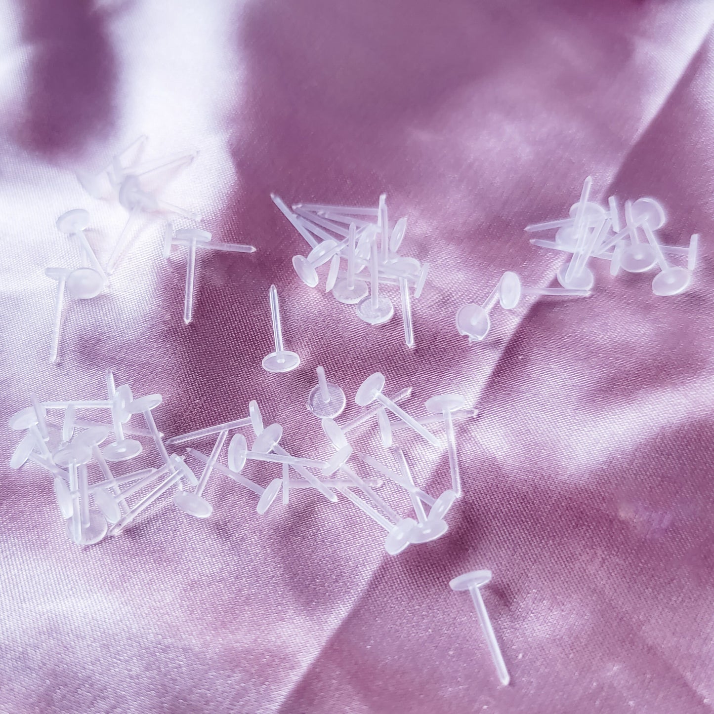 5mm Clear Plastic Flat Pad Earring Posts, 100 Pieces, Plastic #6