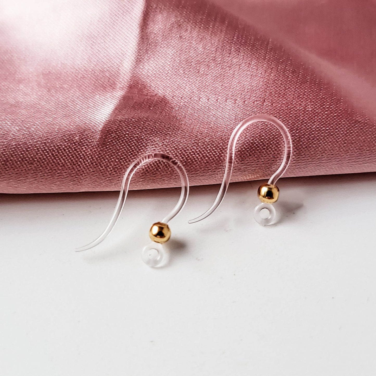 Clear Plastic Ear Wires with Gold Bead, 20 Pieces Plastic #3