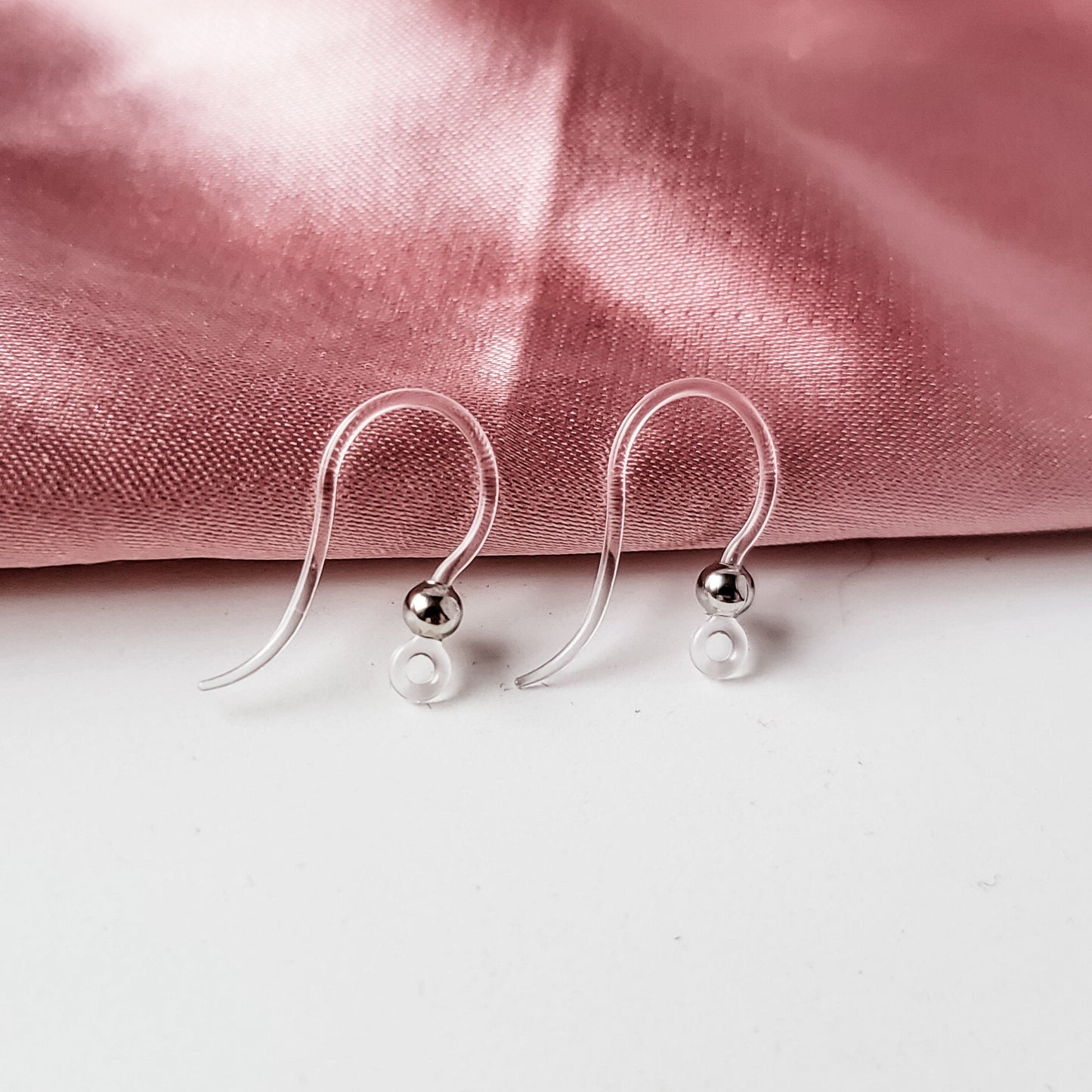 Clear Plastic Ear Wires with Silver Bead, 20 Pieces, Plastic #4