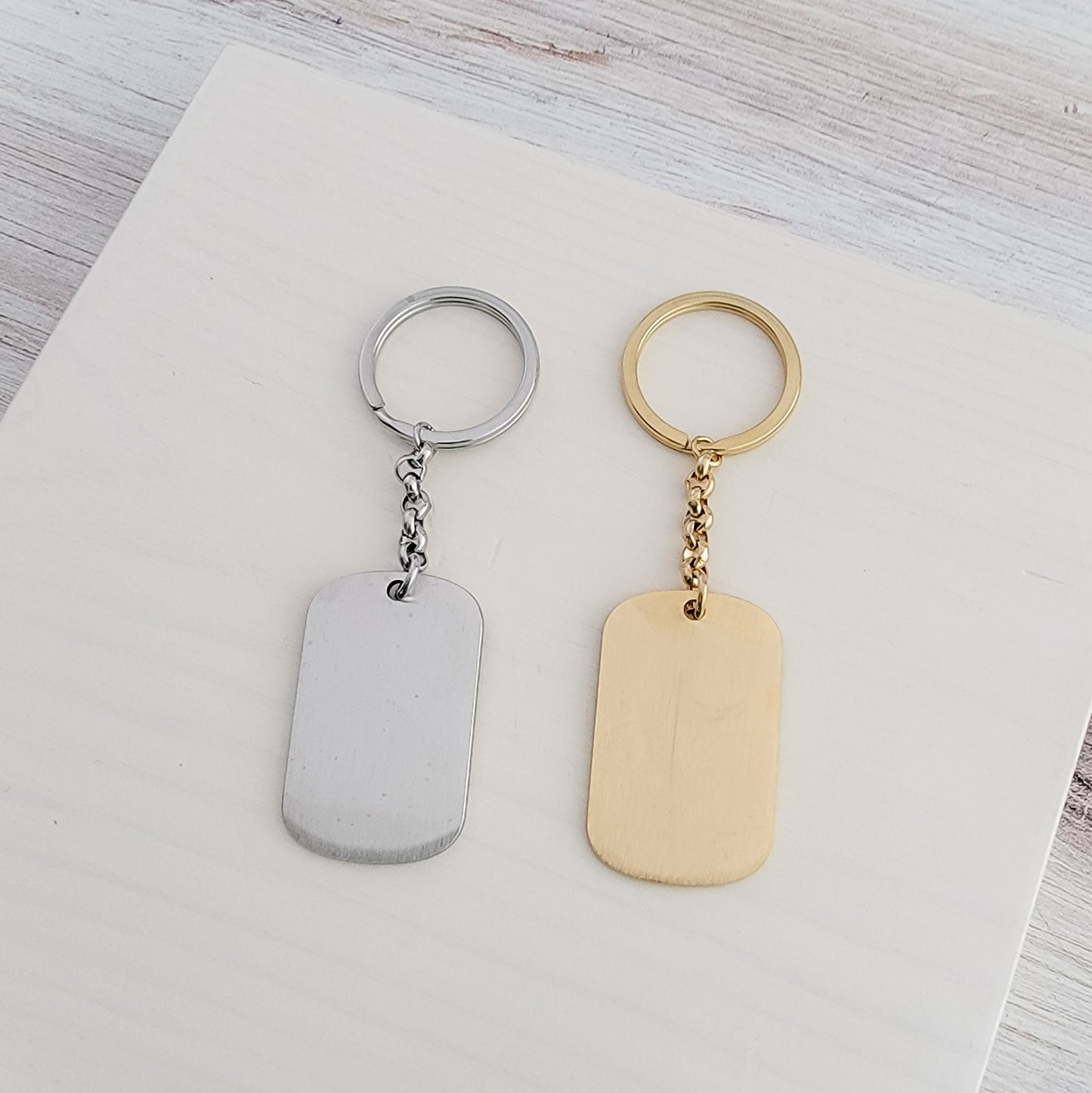 Brushed Rounded Rectangle Pendant Keychain (Silver or Gold), 1 Total, Metal Blank #19