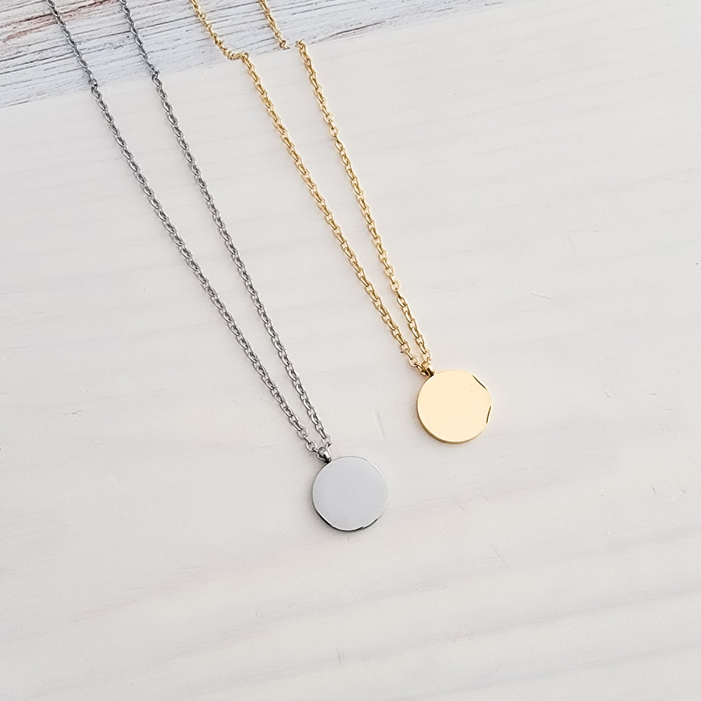 Petite Disc Necklace (Silver, Gold, or Rose Gold), 1 Total, Metal Blank #21