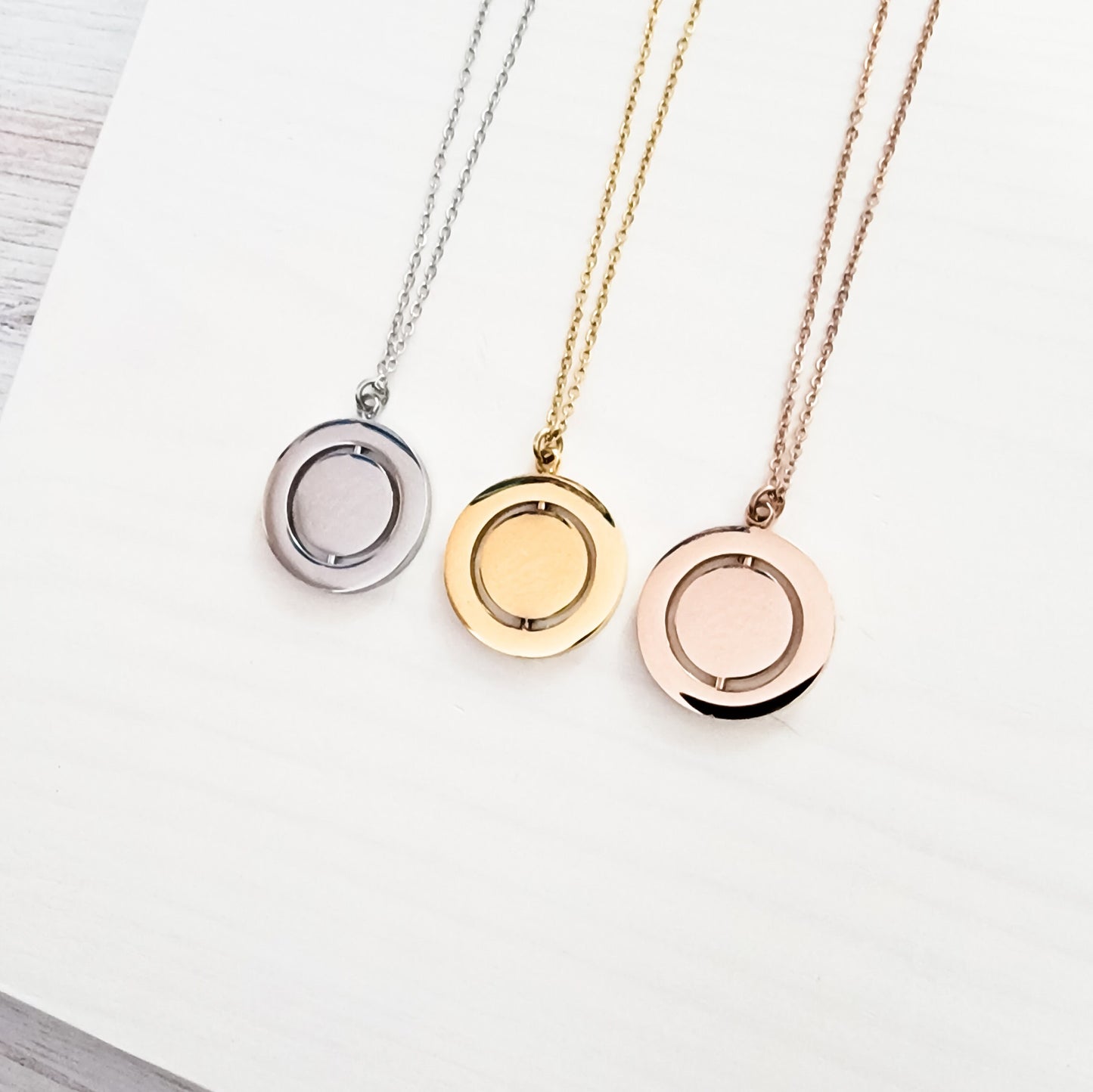 Rotating Circle Necklace (Silver, 14k Gold, or Rose Gold), 1 Total, Metal Blank #9