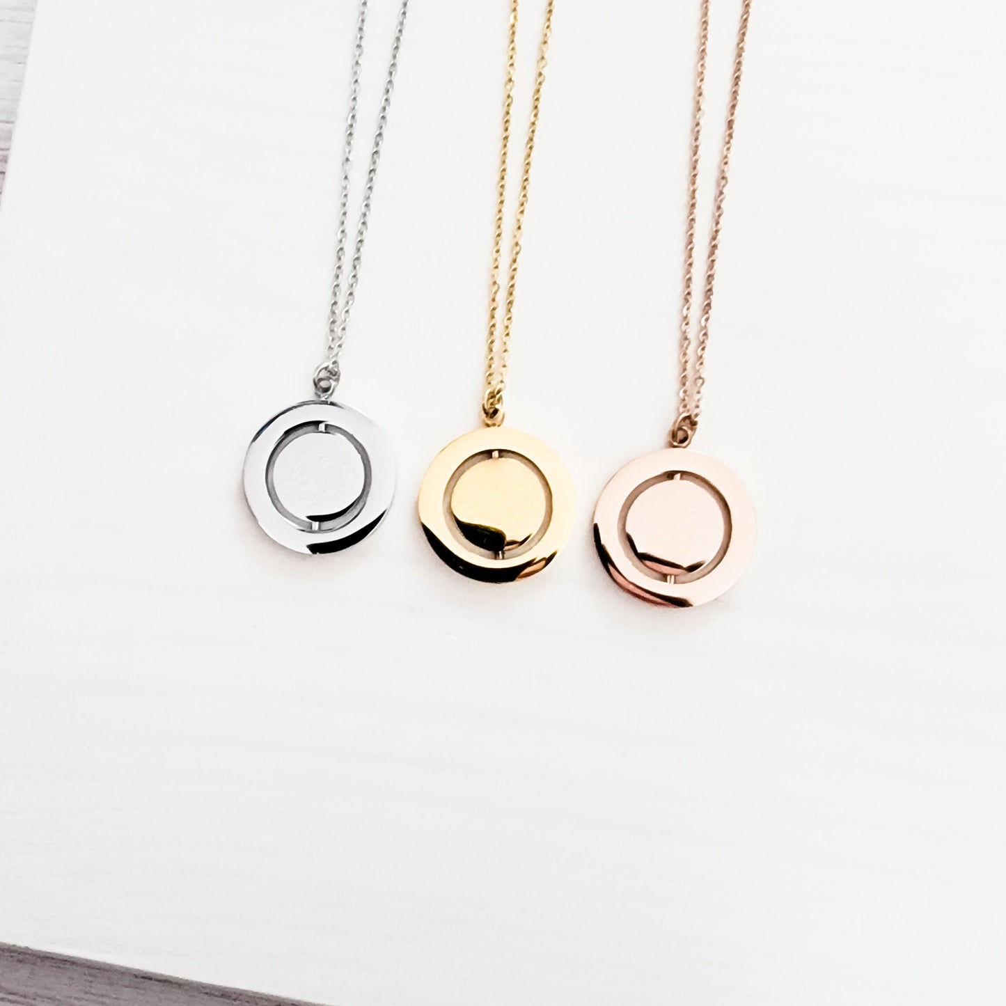 Rotating Circle Necklace (Silver, 14k Gold, or Rose Gold), 1 Total, Metal Blank #9